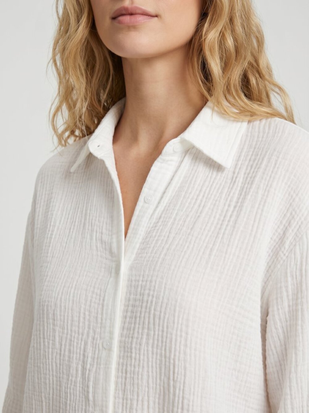 Women White Cotton Oversized Shirt Lightweight Casual Button Up Top